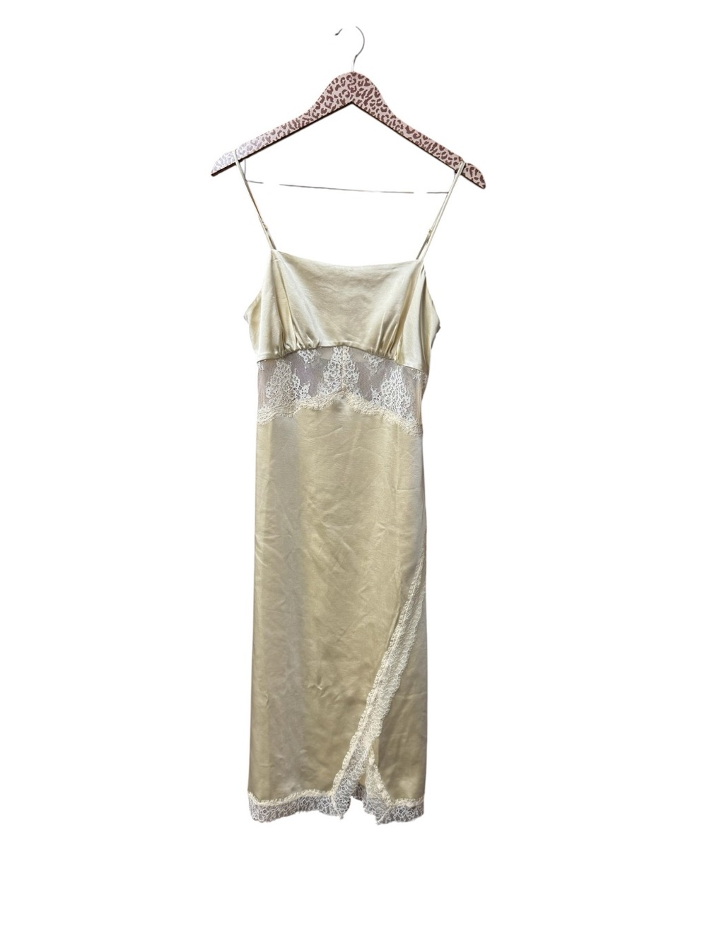 Song of Style Mala Satin Slip Lace Inset Midi Dress Pearl Beige Small Revolve - Picture 3 of 16
